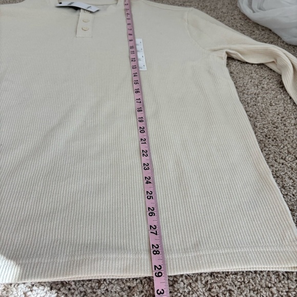 Goodfellow & Co waffle-knit long-sleeve henley shirt in Ivory size Large  NWT - Picture 8 of 8